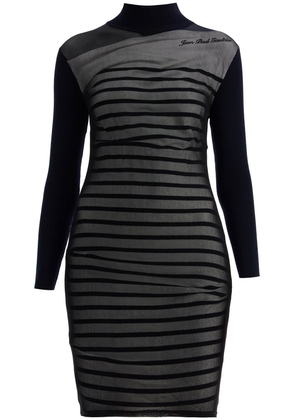 'striped mini dress in two - L Black