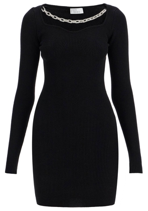 'knit dress with chain detail - M Black