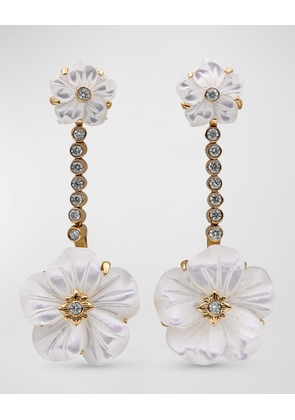 White Mother of Pearl and White Diamond Earrings in 18K Gold