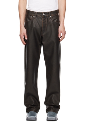 Sunflower Brown Loose Faux-Leather Trousers