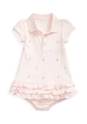 Ruffled Embroidered Polo Dress With Solid Bloomers, Size 3M-24M