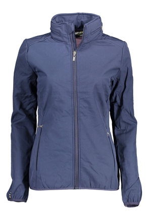 Chic Blue Sportswear Jacket with Removable Hood - L