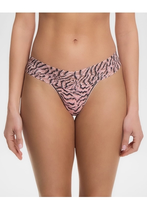 Printed Low-Rise Signature Lace Thong