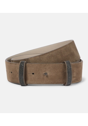 Brunello Cucinelli Monili-embellished suede belt