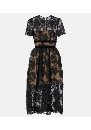 Self-Portrait Lace and velvet midi dress