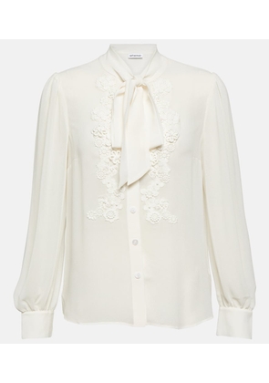 Self-Portrait Lace-trimmed chiffon blouse