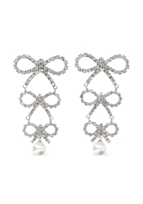 self-portrait Tiered Crystal Bow Earrings