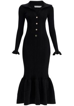 knit midi dress with button detailing - M Black