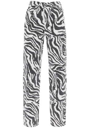 straight leg zebra print jeans - 26 White