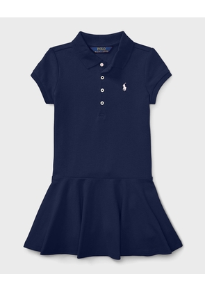 Girl's Logo Embroidered Drop-Waist Polo Dress, Size 2-6X