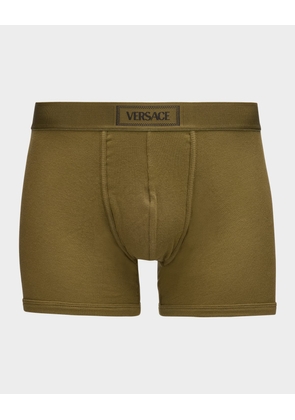 Men's Ribbed Cotton Logo Boxer Briefs