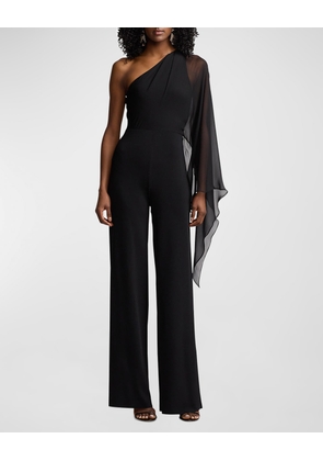 One Shoulder Scarf-Sleeve Jumpsuit