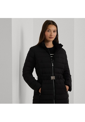 Belted Quilted Mockneck Coat