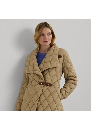 Buckle-Trim Diamond-Quilted Coat