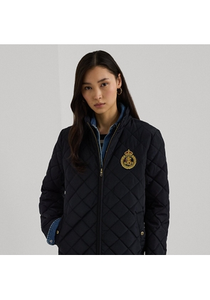 Crest-Patch Quilted Mockneck Jacket