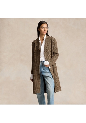 Plaid Wool Twill Trench Coat