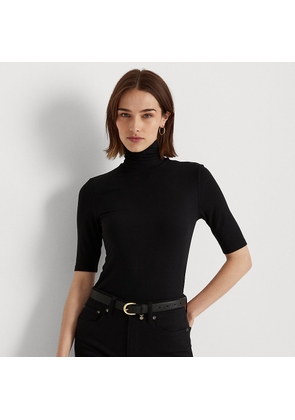 Metallic Stretch Jersey Roll Neck