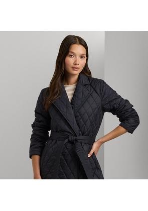 Diamond-Quilted Wrap Coat