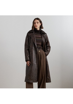 Belted Burnished Lambskin Trench Coat