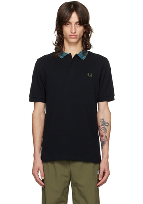 Fred Perry Black Jacquard Collar Polo