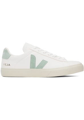 VEJA White & Green Campo Leather Sneakers