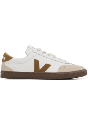 VEJA White & Brown Volley Leather Sneakers