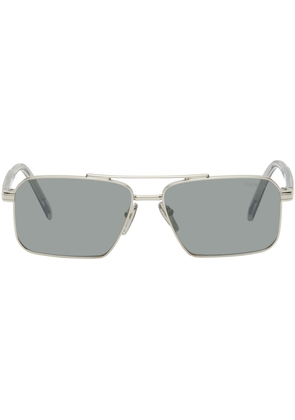 Prada Eyewear Silver Iconic Metal Plaque Sunglasses