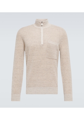 Brunello Cucinelli Cotton and linen half-zip sweater