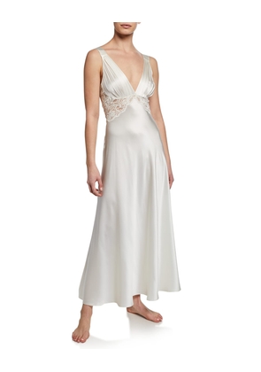 Bijoux Lace-Inset Silk Gown