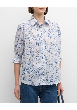 Sirena Scrollwork-Print Cotton Shirt