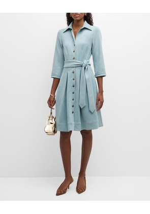 Bellini Pleated Sueded Shirtdress