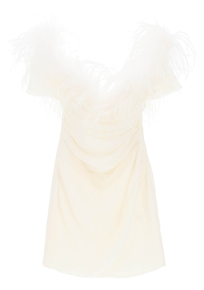 mini dress in poly georgette with feathers - 40 White