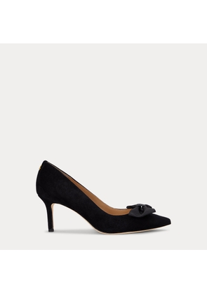 Lanette Bow-Trim Suede Pump