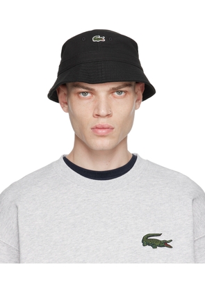 Lacoste Black Unisex Organic Cotton Bucket Hat