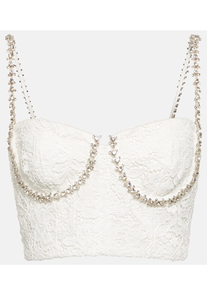 Self-Portrait Embellished lace bustier top