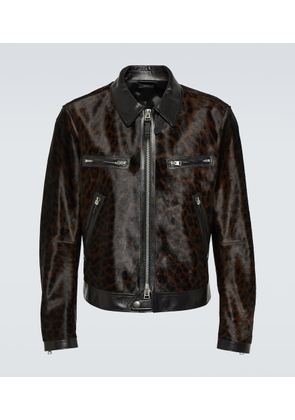 Tom Ford Printed leather-trimmed calf hair jacket