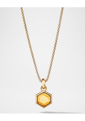 Hexagon Cut Amulet with Citrine in 18K Gold, 14.5mm