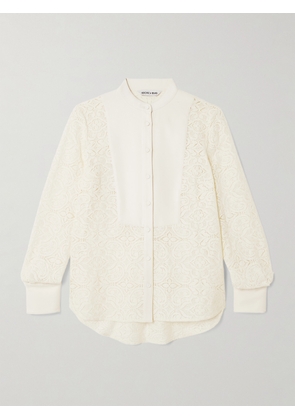 Veronica Beard - Naya Crepe-trimmed Corded Lace Silk-blend Shirt - Ivory - US0,US2,US4,US6,US8,US10,US12