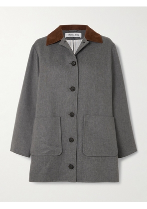 Veronica Beard - Freya Corduroy-trimmed Woven Coat - Gray - x small,small,medium,large