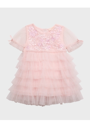 Girl's Bebe Florescence Sequin Tiered Tulle Dress, Size 3M-24M