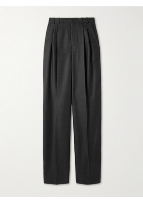 SAINT LAURENT - Pleated Cashmere-twill Wide-leg Pants - Gray - FR34,FR36,FR38,FR40,FR42