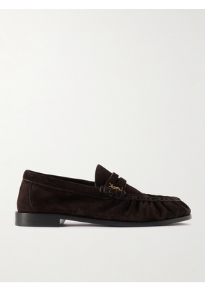 SAINT LAURENT - Le Loafer Logo-embellished Suede Loafers - Brown - EU 36,EU 36.5,EU 37,EU 37.5,EU 38,EU 38.5,EU 39,EU 39.5,EU 40,EU 41