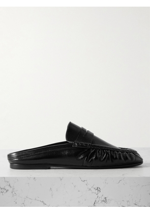 SAINT LAURENT - Le Loafer Crinkled-leather Slippers - Black - EU 37,EU 37.5,EU 38,EU 38.5,EU 39,EU 40,EU 41