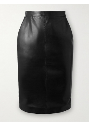 SAINT LAURENT - Leather Midi Skirt - Black - FR36,FR38