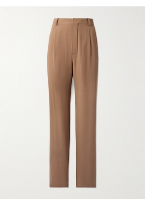 SAINT LAURENT - Silk-georgette Straight-leg Pants - Brown - FR36,FR38,FR40,FR42