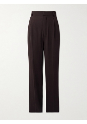 SAINT LAURENT - Silk-georgette Straight-leg Pants - Brown - FR36,FR38