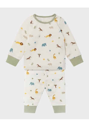 Kid's Safari-Print Pajama Set, Size 3M-24M