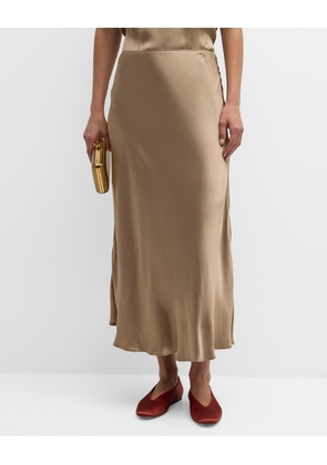 Bias-Cut Viscose Satin Midi Skirt