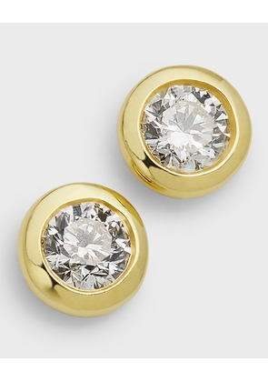 18K Yellow Gold Diamond Bezel Stud Earrings, 1.0tcw