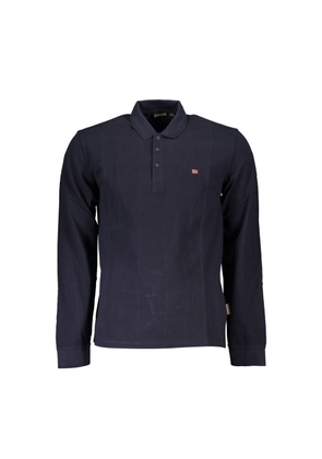 Elegant Long-Sleeved Blue Polo for Men - S